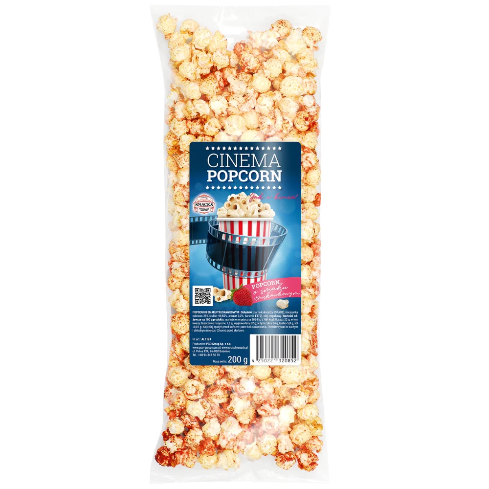 Popcorn o smaku truskawkowym - woreczek 200 g